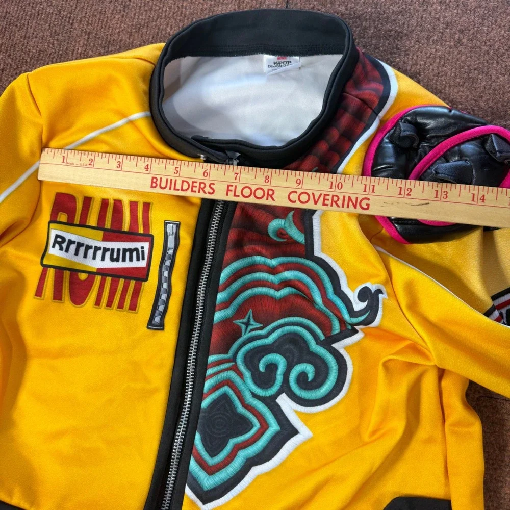 A+ fun Netflix K-Pop Demon Hunters Kids Jacket Yellow Cropped Moto Cosplay XL